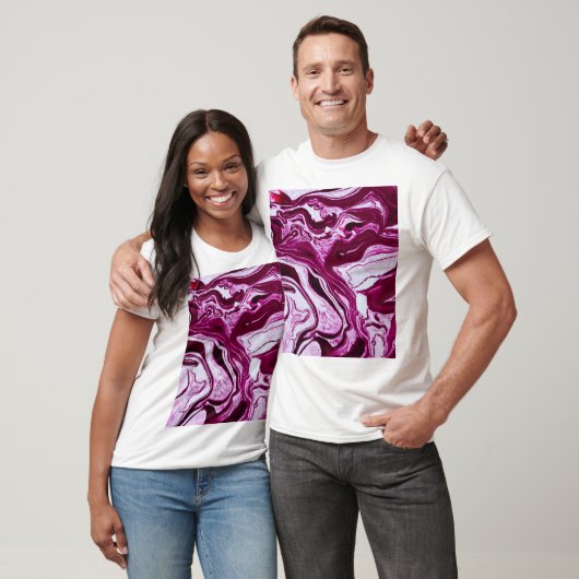 Magenta marmeren textuur: Abstracte vloeibare kuns T-shirt (Unisex)