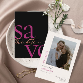 Magenta Melon Black, foto van modern gebold Save The Date