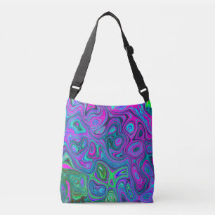Magenta met marmering en Lime Green Groovy Abstrac Crossbody Tas