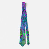 Magenta met marmering en Lime Green Groovy Abstrac Stropdas (Voorkant)
