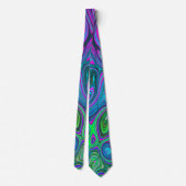 Magenta met marmering en Lime Green Groovy Abstrac Stropdas (Achterkant)