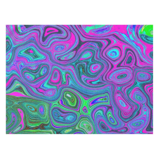 Magenta met marmering en Lime Green Groovy Abstrac Tafelkleed (Voorkant (Horizontaal))