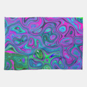 Magenta met marmering en Lime Green Groovy Abstrac Theedoek (Horizontaal)