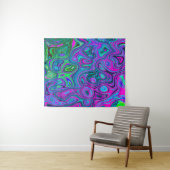 Magenta met marmering en Lime Green Groovy Abstrac Wandkleed (In Situ (horizontaal))