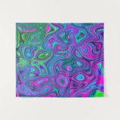 Magenta met marmering en Lime Green Groovy Abstrac Wandkleed (Voorkant (horizontaal))