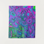 Magenta met marmering en Lime Green Groovy Abstrac Wandkleed (Voorkant)