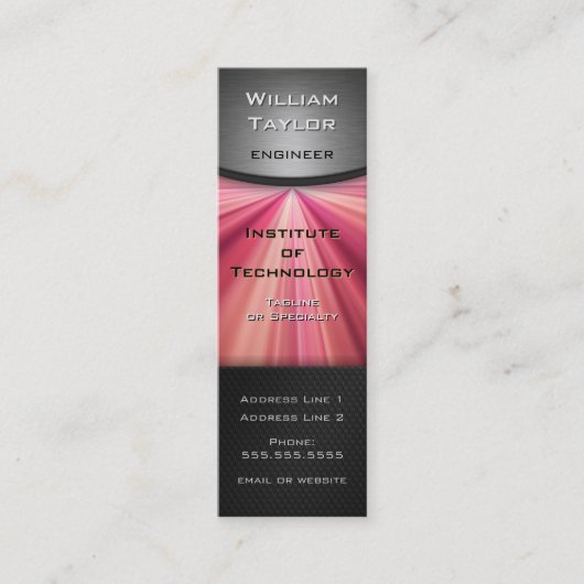 Magenta Metallic Elegance met QR code verticaal Mini Visitekaartje (Voorkant)