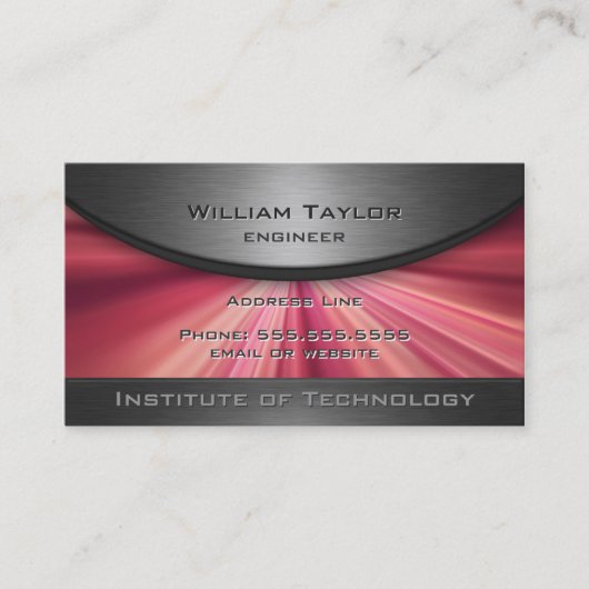 Magenta Metallic Elegance met QR-code Visitekaartje (Voorkant)