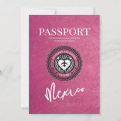 Magenta Mexico Passport Wedding Kaart (Achterkant)