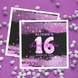 Magenta Modern Glam Sweet Sixteen Birthday Servet