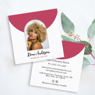 Magenta Moderne Fotoboog Make-up Schoonheidsindust Vierkante Visitekaartje