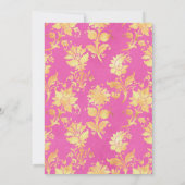 Magenta Navy et Gold Floral Faire-part de mariage (Dos)