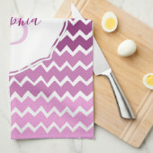 Magenta Ombre Chevron Kitchen Towel Theedoek (Quarter Fold)