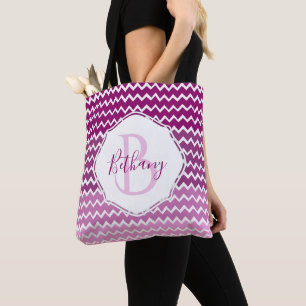 Magenta Ombre Chevron Sac fourre-tout personnalisé