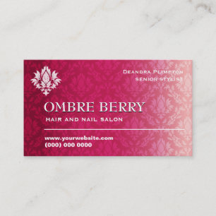Magenta Ombre Damask Visitekaartje