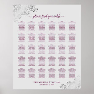 Magenta op Grijs 30 Tafel Trouwstoel Grafiek Poster