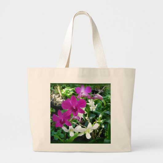 Magenta Orchids Grote Tote Bag (Voorkant)