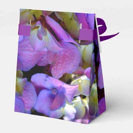 Magenta Paars blauw Hydrangeenbloemen Bedankdoosjes (Achterkant)