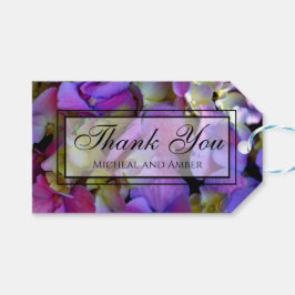 Magenta Paars blauw Hydrangeenbloemen Cadeaulabel