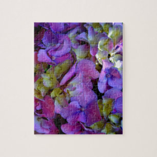 Magenta Paars blauw Hydrangeenbloemen Legpuzzel