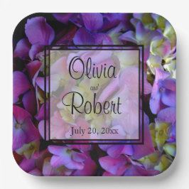 Magenta Paars blauw Hydrangeenbloemen Papieren Bordje