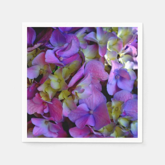 Magenta Paars blauw Hydrangeenbloemen Servetten (Voorkant)