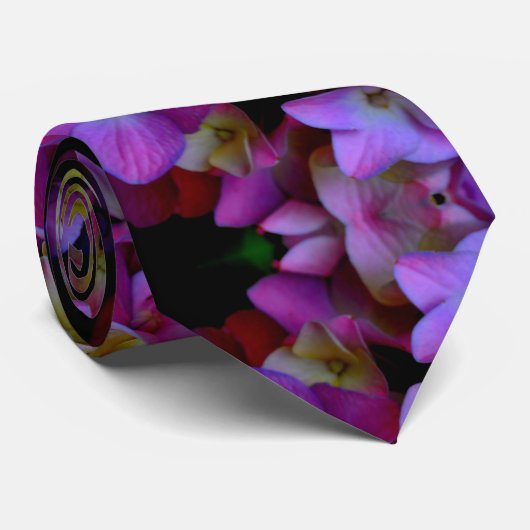 Magenta Paars blauw Hydrangeenbloemen Stropdas (Opgerold)