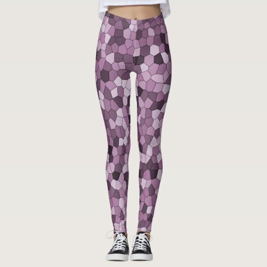 Magenta Paars roze patroon Leggings (Voorkant)
