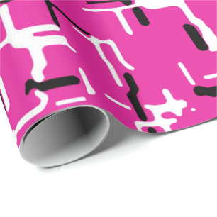 Magenta Paars roze zwart wit Abstract patroon Cadeaupapier