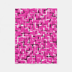 Magenta Paars roze zwart-wit patroon Fleece Deken
