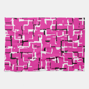 Magenta Paars roze zwart-wit patroon Theedoek