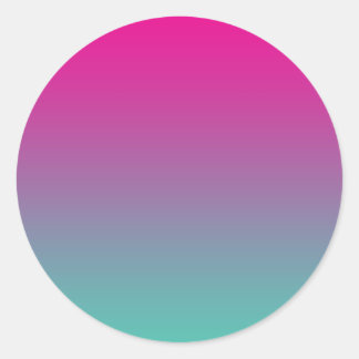 Magenta Paarse & Blauwgroen Ombre Ronde Sticker