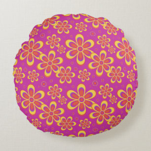 Magenta paarse bloemen naadloos patroon rond kussen