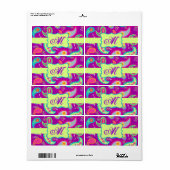 Magenta Paarse Green Modern Paisley Monogram Etiket (Full Sheet)