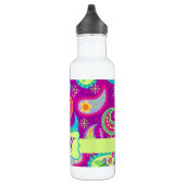 Magenta Paarse Green Modern Paisley Monogram Waterfles (Rechts)