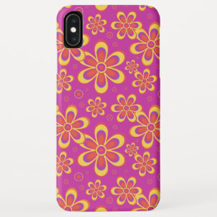 Magenta Paarse Groovy bloempatroon iPhone XS Max Hoesje