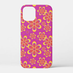 Magenta Paarse Groovy bloempatroon iPhone 12 Mini Hoesje