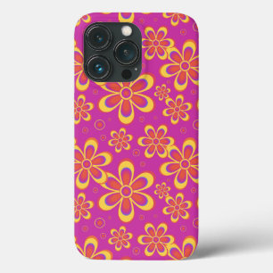 Magenta Paarse Groovy bloempatroon iPhone 13 Pro Hoesje