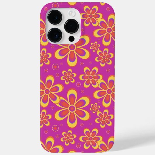 Magenta Paarse Groovy bloempatroon Case-Mate iPhone Case (Achterkant)