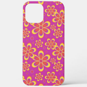 Magenta Paarse Groovy bloempatroon iPhone 12 Pro Max Hoesje
