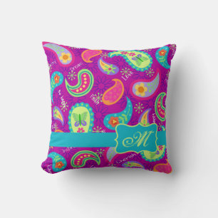 Magenta Paarse Turquoise Modern Paisley Pattern Kussen