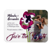 Magenta Pansies Weddenschap Save the Date Magnet Magneet (Horizontaal)