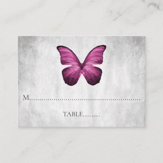 Magenta Papillon Mariage Cartes de Place (Devant)