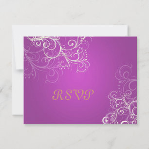 Magenta/Parels zwervelingen RSVP's vereisen 5x7 ui RSVP Kaartje