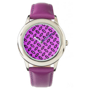 Magenta Patterned Watch Horloge