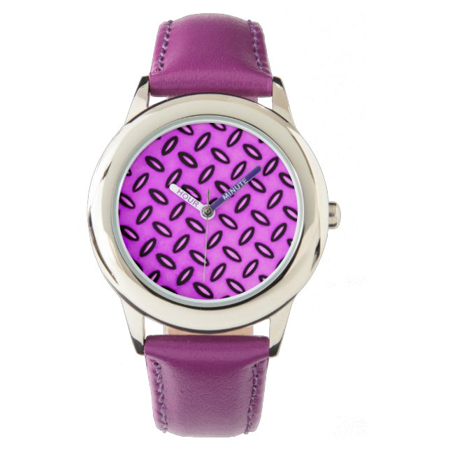 Magenta Patterned Watch Horloge (Voorkant)