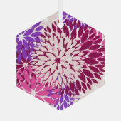 Magenta Peach Burgundy en Paarse Stillas Dahlias Glas Ornament (Achterkant)