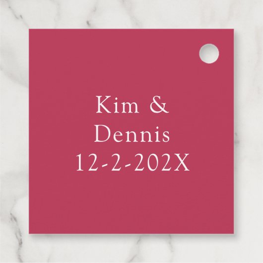 Magenta Peach en White Floral Wedding Favor Labels (Achterkant)