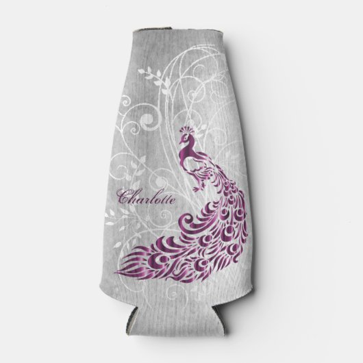 Magenta Peacock - Aangepaste flessenkoeler Flesjeskoeler (Voorkant)