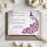 Magenta Peacock Leaf Vine Faire-part de mariage<br><div class="desc">Faites une déclaration audacieuse et élégante avec ce Faire-part de mariage Magenta Peacock, conçu pour les couples qui aiment les couleurs riches et la beauté botanique moderne. Une illustration de paon frappante s'allie sans effort avec un feuillage blanc délicat et des vignes botaniques gracieuses, le tout face à un arrière...</div>